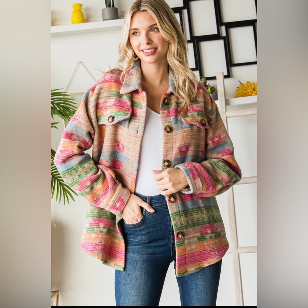 Aztec Print Shacket